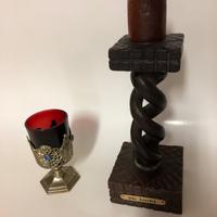 Cero Lourdes con base in legno e porta lume