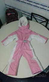 Tuta sci bambina colore bianca e rosa marca CACAO