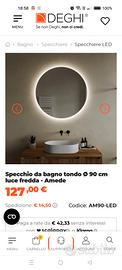 specchio bagno led 90cm