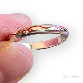 Anello Artigianale Argento 925 Filo Rosso (Nuovo)