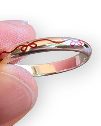 Anello Artigianale Argento 925 Filo Rosso (Nuovo)