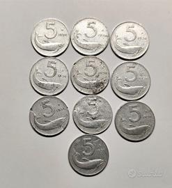 Lotto Lira (10 pezzi) - 5 Lire 1954