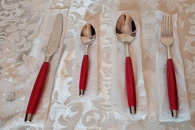Tupperware - Set 4x posate rosse - posto tavola
