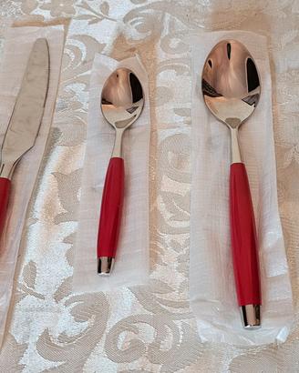 Tupperware - Set 4x posate rosse - posto tavola