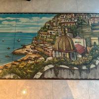 Tavolino con mattonelle in ceramica vietrese a man