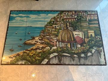 Tavolino con mattonelle in ceramica vietrese a man