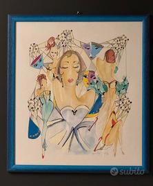 Quadro (acquerello firmato) stile Art Déco/fashion