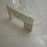 Tavolino da soggiorno bianco e vetro 