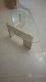 Tavolino da soggiorno bianco e vetro 