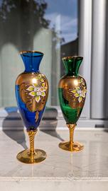 Coppia di vasi in vetro soffiato