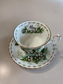 Tazza con piattino da te fiore del mese maggio