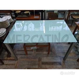 TAVOLO PIANO VETRO CON DUE ALLUNGHE