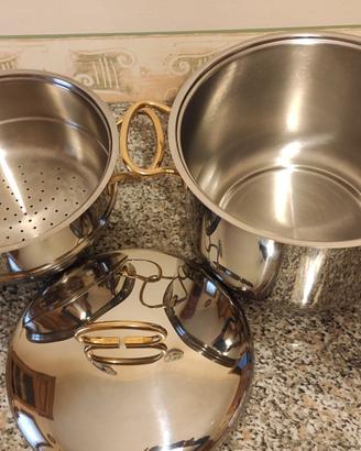 Pentola acciaio inox, coperchio e scolapasta 5 L