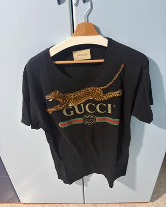 T-Shirt GUCCI Logo Vintage con Patch Leopardo