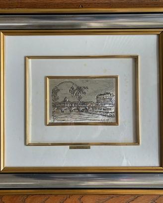 Roma sparita Tevere con Castel Sant Angelo quadro