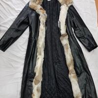 Cappotto lungo vera pelle nera List tg. 44