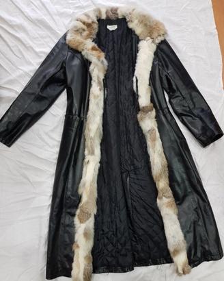 Cappotto lungo vera pelle nera List tg. 44