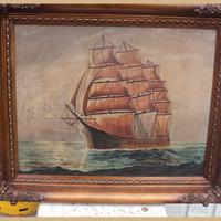 Quadro con veliero olio su tela