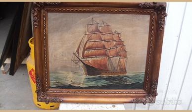 Quadro con veliero olio su tela
