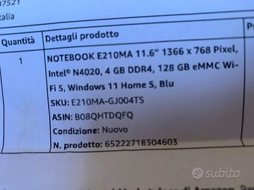 Portatile Asus 11.6^