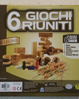 Giochi da tavolo in legno 6 giochi riuniti