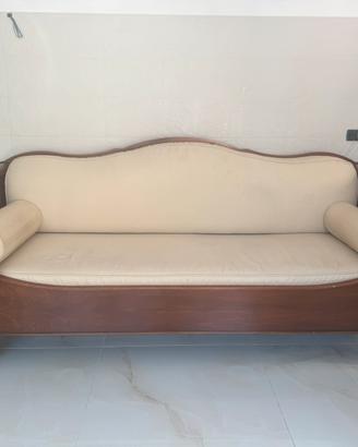Divanetto in legno e tessuto beige -stile classico