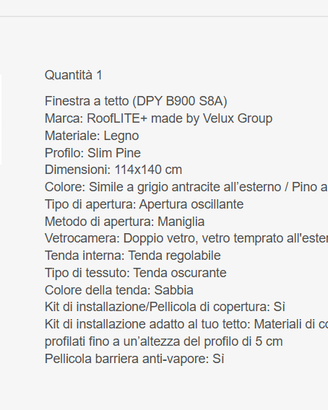 finestra da tetto velux 110 x 114