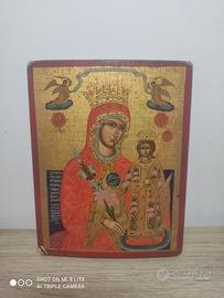 Icona ortodossa Madonna col Bambino greca 1790 vin