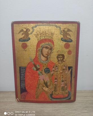 Icona ortodossa Madonna col Bambino greca 1790 vin