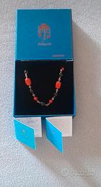 Collana artigianale in corallo onice argento oro r