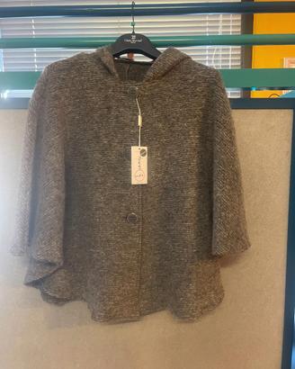 Mantella donna con cappuccio in Mohair e Lana