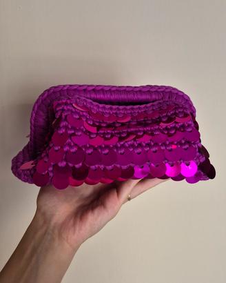 Clutch bag ad uncinetto con paillettes