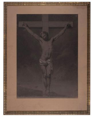 Disegno Cristo sulla Croce 1890 Carboncino Biacca