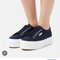 Superga blu con plateau 36