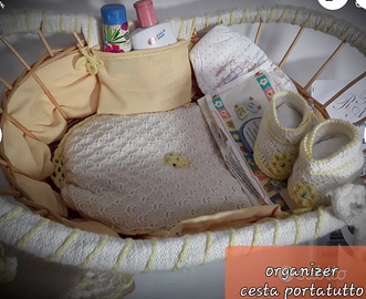 cesta baby shower CORREDO  fatto a mano lana 6 pz