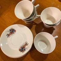 Set 6 tazze thè + 6 piattini decorati