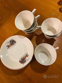 Set 6 tazze thè + 6 piattini decorati