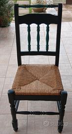 Tavolo nero e verde con 6 sedie