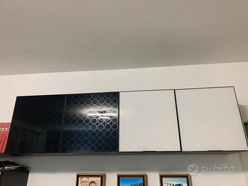 Cubi soggiorno in vetro e rovere scuro