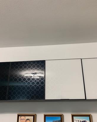 Cubi soggiorno in vetro e rovere scuro