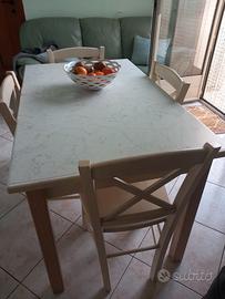 TAVOLO CUCINA PIÙ 6 SEDIE IN PURO LEGNO