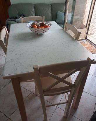 TAVOLO CUCINA PIÙ 6 SEDIE IN PURO LEGNO