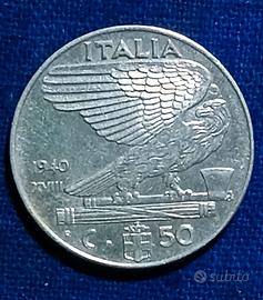 Moneta 50 centesimi Vittorio Ema III 1940