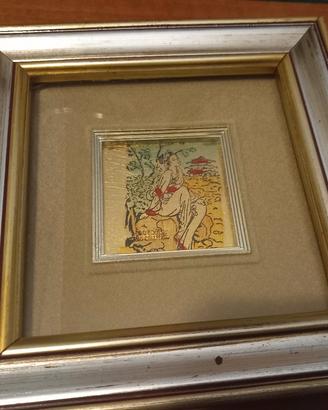 disegno su foglia in oro 