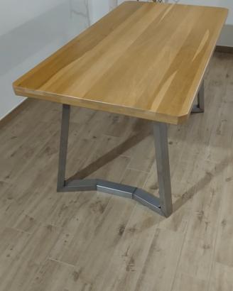 TAVOLO DESIGN ACCIAIO/ROVERE