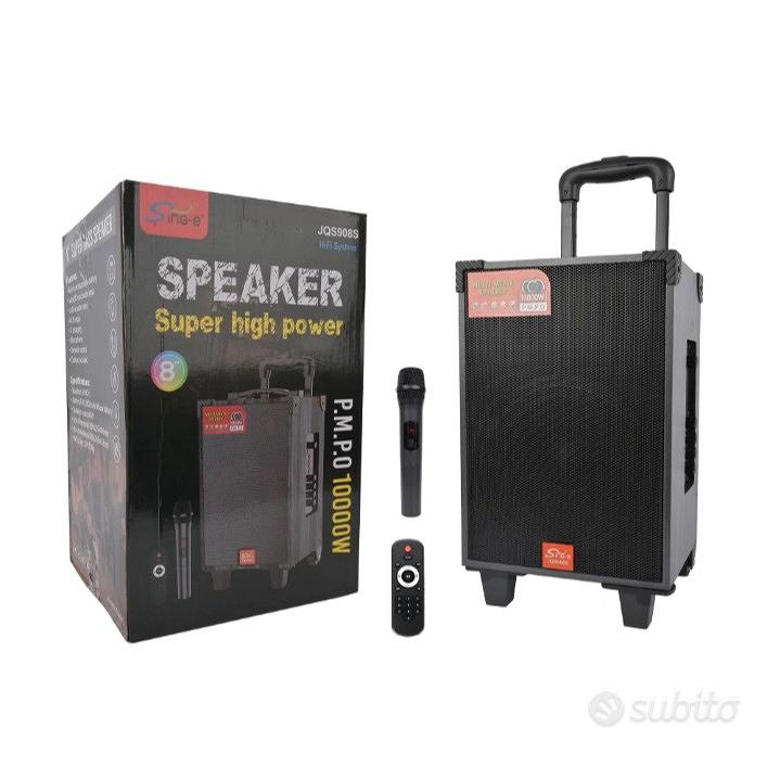 Altoparlante Bluetooth BSL-S60 Con Luci RGB, 2x15W, Karaoke, Radio FM, USB, Batteria 4 Ore, Ruote Per Trasporto, Telecomando Incluso