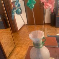 Vaso con 3 fiori in Murano