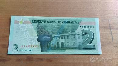 Banconota Zimbabwe 2 dollari 2019 fior di stampa