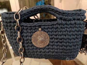 borsa uncinetto blu carta da zucchero 