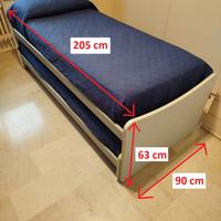 Letto singolo con secondo letto estraibile